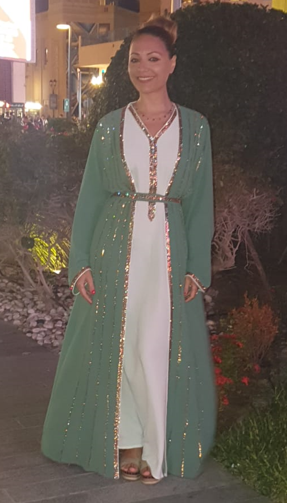 Arabian Style Robe - Green/White